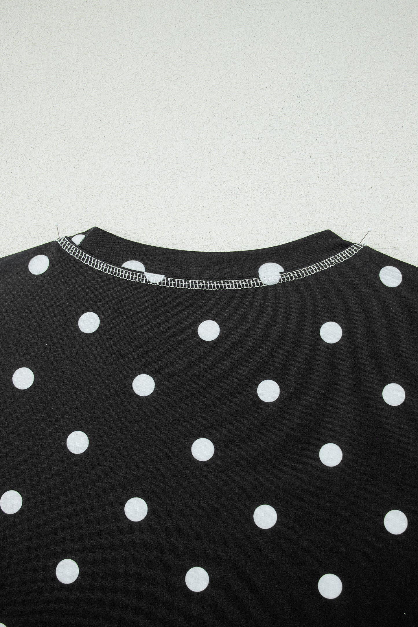 White Exposed Seam Detail Polka Dot Loose Tee Drawstring Shorts Set