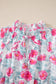 Red Elegant Floral Puff Sleeve Midi Dress
