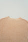 Apricot Cable Knit Drop Shoulder Side Slits Loose Sweater