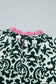 Green Damask Print Ruffled Color Block Detail Half Sleeve Blouse