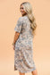 Camo Short Sleeve Drop Shoulder Side Slit Dress