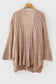 Old Rose Drop Shoulder Crochet Knit Open Front Cardigan