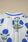 Green Casual Wild Flower Print V Neck 3/4 Sleeve Blouse