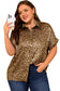 Gold Plus Size Leopard Print Short Sleeve Dolman Shirt