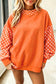 Fiery Red Polka Dot Contrast Round Neck Long Sleeve Baggy Sweatshirt