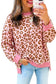 Pink Leopard Polka Dot Colorblock Trim Long Sleeve Top