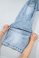 Beau Blue Frayed Studded Detail Wide Leg Pocketed Jeans