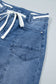 Beau Blue Solid Patchwork Grommet Tie Waist Loose Ankle-Length Jeans