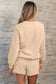 Black Striped Accent Pullover and Shorts Two Piece Casual Set