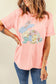 Pink Vibrant Easter Bunny Patchwork Printed T Shirt