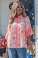 Pink Double Polka Dot Printed Ruffle Trim Short Sleeve Babydoll Shirt