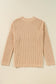 Apricot Cable Knit Drop Shoulder Side Slits Loose Sweater