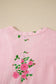 Pink Notched Neck Flutter Short Sleeve Floral Print Maxi Dress