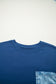 Sail Blue Color Block Chest Pocket Patched Casual Short Sleeve Top