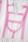 Pink Stripe Ricrac Trim Notched Neck Half Sleeve Vacation Dress