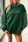 Fiery Red Polka Dot Contrast Round Neck Long Sleeve Baggy Sweatshirt