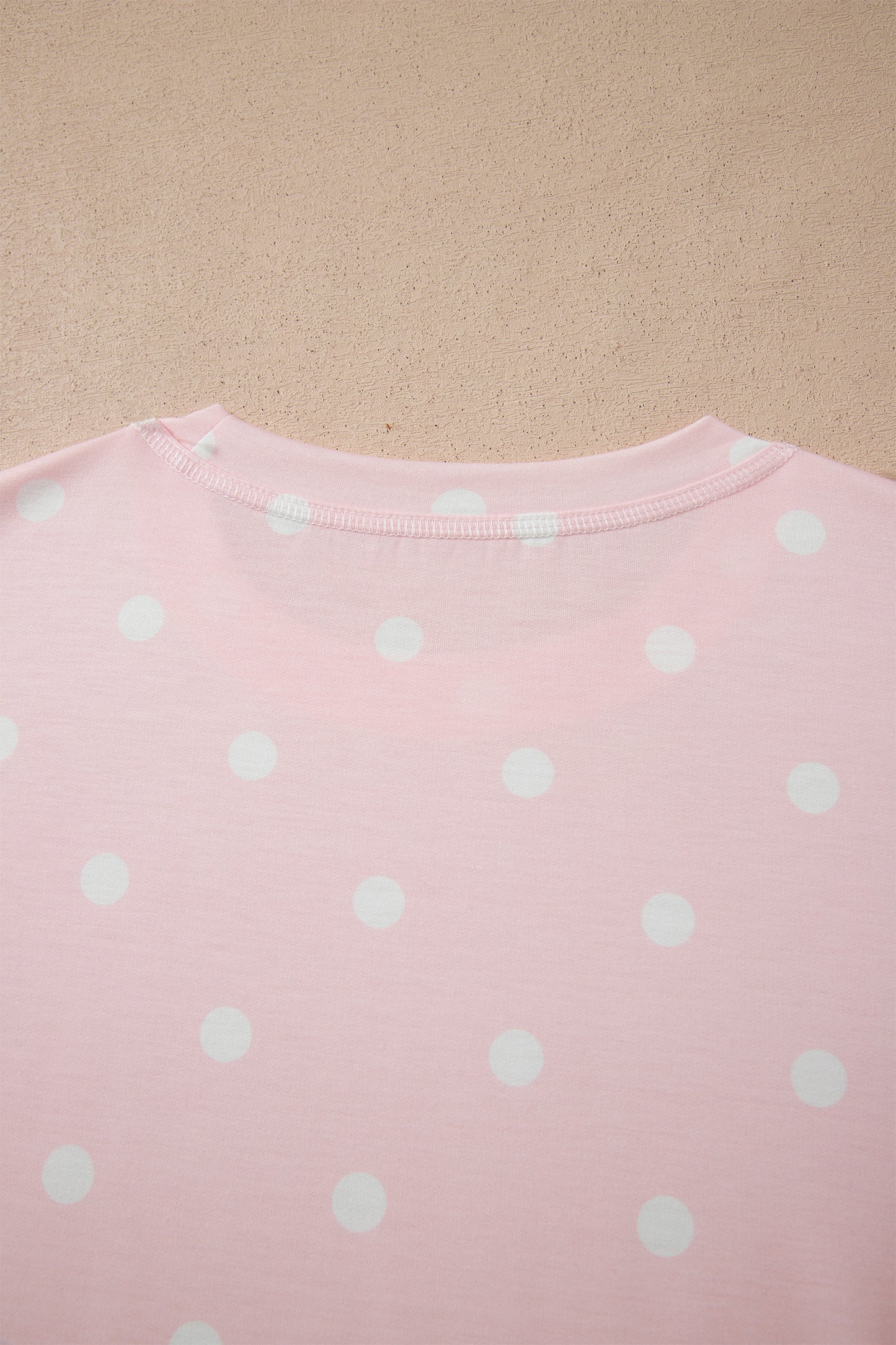 White Exposed Seam Detail Polka Dot Loose Tee Drawstring Shorts Set