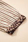 Khaki Stripe Square Button Leopard Trim Loose Bracelet Sleeve Shirt Dress