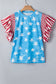 Stars & Stripes Mineral Wash Ruffle Sleeve Top