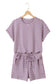 Brown Stripe Breathable Textured Knit Short 2pcs Set