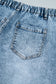 Beau Blue Frayed Studded Detail Wide Leg Pocketed Jeans