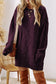 Coffee Cable Knit Drop Shoulder Loose Fit Sweater Dress