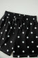 White Exposed Seam Detail Polka Dot Loose Tee Drawstring Shorts Set