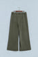 Jungle Green Mineral Wash Seam Detail Flare Leg Drawstring Pants