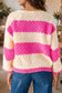 Pink Stripe Striped Colorblock Texture Drop Shoulder Sweater
