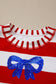 Red Stripe Sequin Bow Patriotic Half Sleeve Top