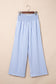 Black Stripe Shirred High Waist Loose Summer Pants
