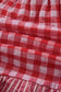 Red Gingham Print Ruffle Striped Detail Lace Tie Shorts