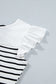 White Stripe Contrast Knot Back Ruffle Trim Tank Top
