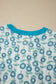 Red Sunflower Printed Contrast Trim V Neck Flutter Sleeve Blouse