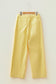 Yellow Solid Color Scalloped Patch Pocket Shift Jeans