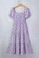 Purple Plus Size Floral Print Square Neck Smocked Maxi Dress