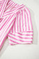 Pink Stripe V Neck Short Sleeve Shift Long Dress