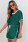 Turquoise Colorblock Edge Drop Shoulder T Shirt and Skort 2Pcs Set