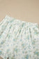 Sky Blue Floral Print Short Sleeve Elastic Waist Pocket Casual Two Piece Short Sets