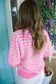 Green Stripe Short Sleeve Knit V Neck Bow Knot Sweater