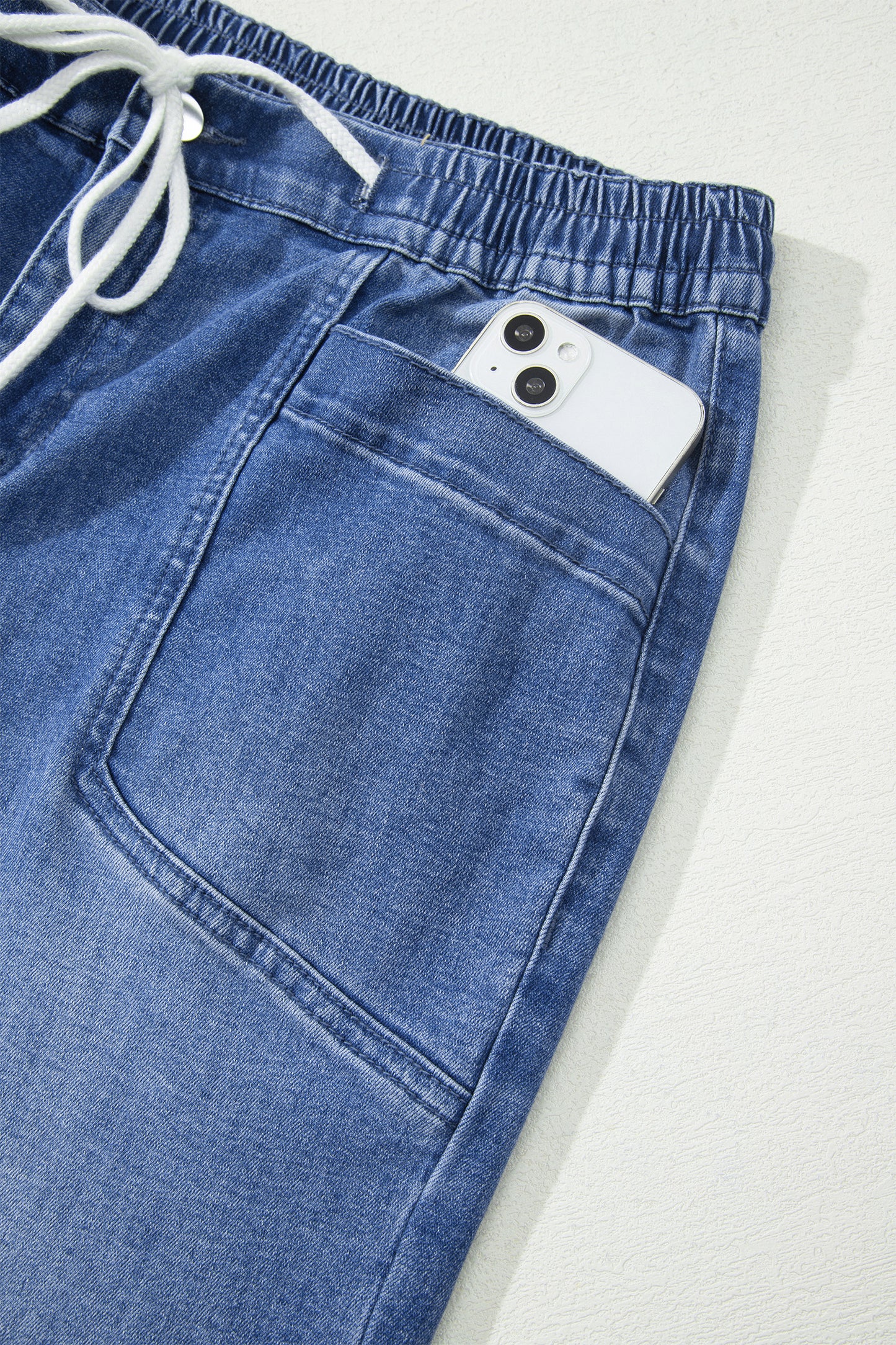 Ashleigh Blue Drawstring Waist Ankle Length Casual Jeans Regular Fit Pocket Detail Denim Pants