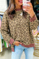 Pink Leopard Polka Dot Colorblock Trim Long Sleeve Top