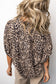 Leopard Contrast Trim V Neck Half Sleeve Western Dolman Blouse