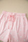White Exposed Seam Detail Polka Dot Loose Tee Drawstring Shorts Set