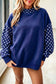 Fiery Red Polka Dot Contrast Round Neck Long Sleeve Baggy Sweatshirt