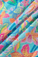 Multicolour Floral Print Contrast Scallop Striped Trim V Neck Dress