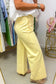 Yellow Solid Color Scalloped Patch Pocket Shift Jeans