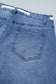 Beau Blue Solid Patchwork Grommet Tie Waist Loose Ankle-Length Jeans