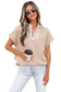 Parchment Crochet Lace Accent Pullover Rolled Short Sleeve Blouse