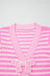 Green Stripe Short Sleeve Knit V Neck Bow Knot Sweater